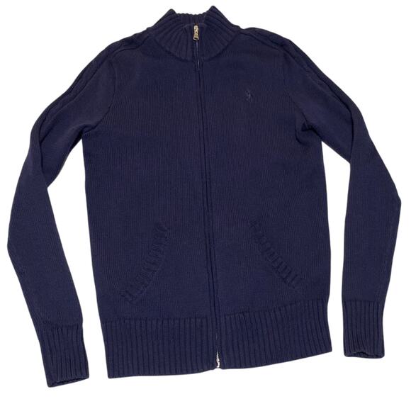 Men's Ralph Lauren Golf Full Zip Up Sweater Navy Blue Knit Size Small Old Money - Picture 2 of 13